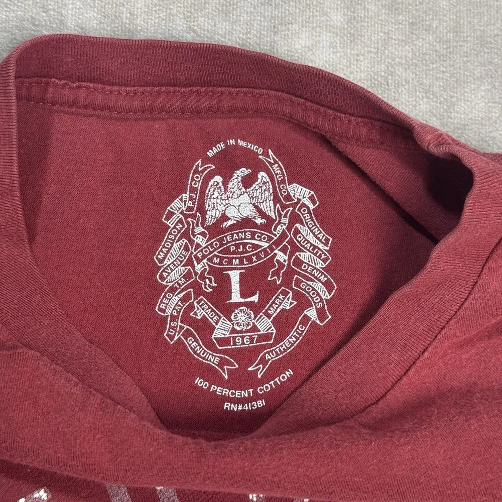 Polo Jeans Ralph Lauren 1967 Football Graphic Long Sleeve Shirt Mens L FLAW*